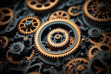 Poster - a series of interconnected gears in disarray, representing the breakdown of the mind's intricate mac