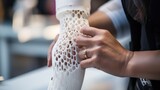Fototapeta  - Closeup of a 3Dprinted prosthetic being evaluated by a team of professionals for durability and effectiveness in assisting with everyday tasks.
