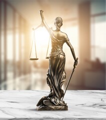 Wall Mural - Statue of steel Lady Justice Symbol of law