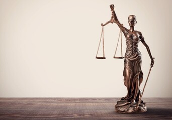 Poster - Statue of steel Lady Justice Symbol of law