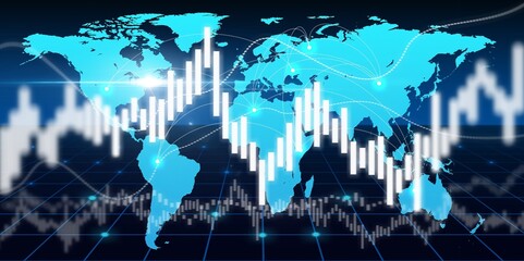 Canvas Print - Stock market trading graph for financial investment