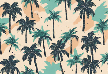 Wall Mural - seamless background with palm trees, v5