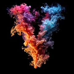 Wall Mural - Capital letter V with dreamy colorful smoke growing out