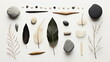 Leaves, rocks, twigs, flat lay geometric minimalism - Generative AI