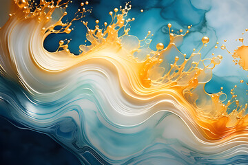 Wall Mural - Natural Luxury Abstract Fluid Art Painting - A golden swirl of soft, dreamy wallpaper generative ai