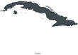 Map of Cuba. A country in the Caribbean. Elegant Black Edition