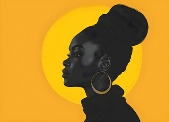 Wall Mural - Illustration of a black woman profile to celebrate Black History Month or Women's History Day