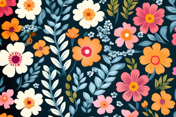 Wall Mural - seamless patterns decorated with flowers - beautiful patterns in the form of local fabrics and pixel