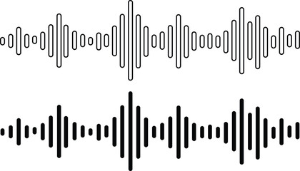 Set of radio Wave icon. Monochrome simple sound wave on transparent background. Vector sound wave icon. Music player sound bar. Record interface. Equalizer icon with soundwave line. used for mobile.