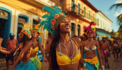 People having fun at carnival. Carnival, revelry. Fun, joy, moments of relaxation and revelry.