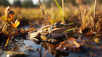 Poster - frog in the pond