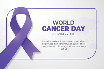 Canvas Print - world cancer day, blue awareness ribbon on a white background, world cancer day vector illustration, world cancer day poster with ribbion