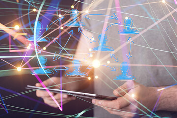Aufkleber - Neural network 3D illustration. Big data and cybersecurity