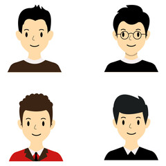 Business Man Avatar Collection. In Different Hairstyle. Vector Illustration