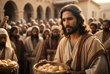 Fototapeta  - One of Jesus’ miracle as feeding multitudes