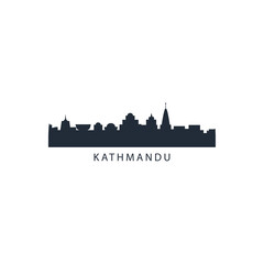 Wall Mural - Kathmandu cityscape skyline city panorama vector flat modern logo icon. Nepal emblem idea with landmarks and building silhouettes. Isolated graphic