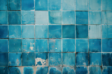 Wall Mural - blue tile wall background bathroom floor texture