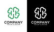 illustration logo letter h combination with cloverleaf on green color.