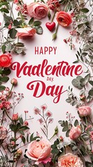 Wall Mural - Creative floral nature concept floral frame for Happy Valentin's day. Ai generative