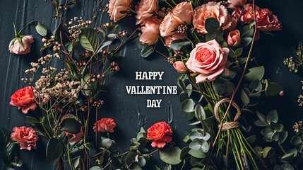 Wall Mural - Creative floral nature concept floral frame for Happy Valentin's day. Ai generative