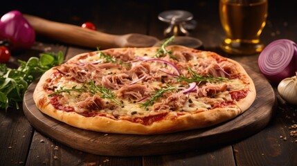 Sticker - Tuna and Onion Pizza. Generative AI