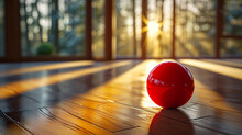 Red Ball On A Wooden Floor