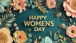 Happy Women's day floral decorations in paper art style. Ai generative