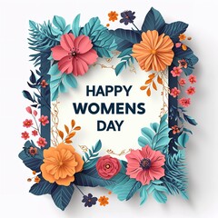 Wall Mural - Happy Women's day floral decorations in paper art style. Ai generative