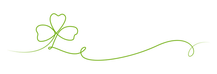 st patrick's day. line art clover vector sketch. outline shamrock. One continuous line drawing background, banner, illustration, simple design. Border frame isolated on transparent background.