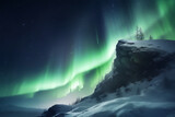 Fototapeta Na sufit - tree in the night in northern with aurora borealis