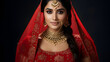 Beautiful indian bride in red traditional lehenga