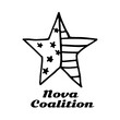 Nova coalition text in black with star with strs and stripes logo on white background