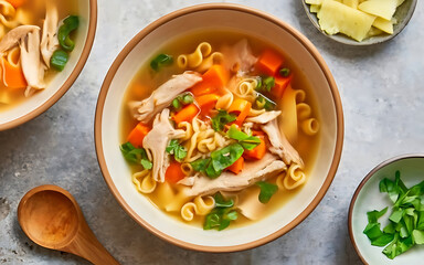 Wall Mural - Capture the essence of Chicken Noodle Soup in a mouthwatering food photography shot