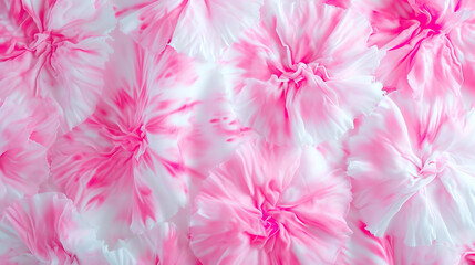 Wall Mural - Pink and white carnation flower petals background. Close up.