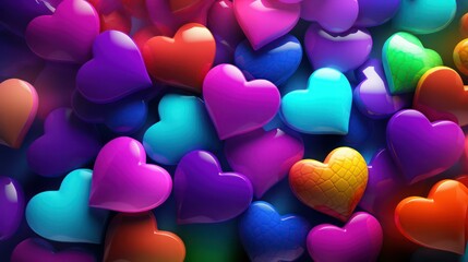 Wall Mural - background of colorful hearts