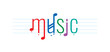 music logo. music word and note concept
