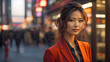© William Harding - Casually Dressed Professional Woman on a Busy Street in the Evening Generative AI