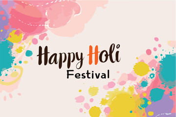 Wall Mural - happy holi festival of colors with color background design vector, holi banner design with texts