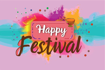 Wall Mural - happy holi festival of colors with color background design vector, holi banner design with texts