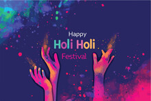 Happy Holi Festival Of Colors With Color Background Design Vector, Holi Banner Design With Texts