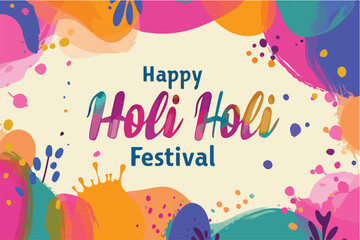 Wall Mural - happy holi festival of colors with color background design vector, holi banner design with texts