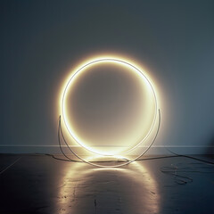 Wall Mural - Glowing yellow circle on a dark background.
