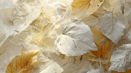 Canvas Print - texture of yellow, transparent leaves on a light background