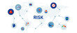 risk analysis danger probability bad management business low reduce icon set header graphic