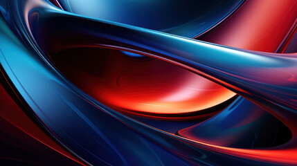 Wall Mural - Abstract Light Wave: A Bright Blue Line Illustration on a Glowing Black Shape, Shiny and Futuristic