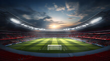 Football Stadium 3d Rendering Soccer Stadium Along With Fully Crowded Field Arena