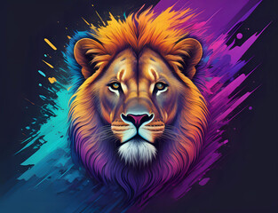  Kopf eines Löwen vor Abstraktem Hintergrund