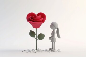 Romantic Valentine's Day Love and affection, 3D cartoon couple, cute