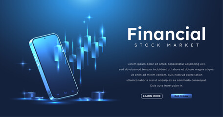 3d stock market and exchange candle stick graph chart illustration