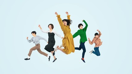 Poster - ジャンプする若者のグループ